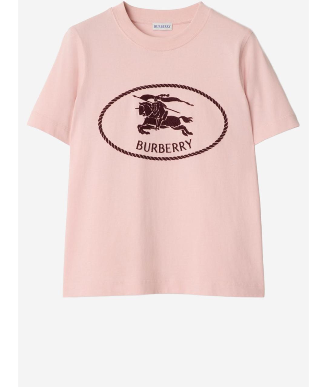 BURBERRY Розовая хлопковая футболка, фото 4