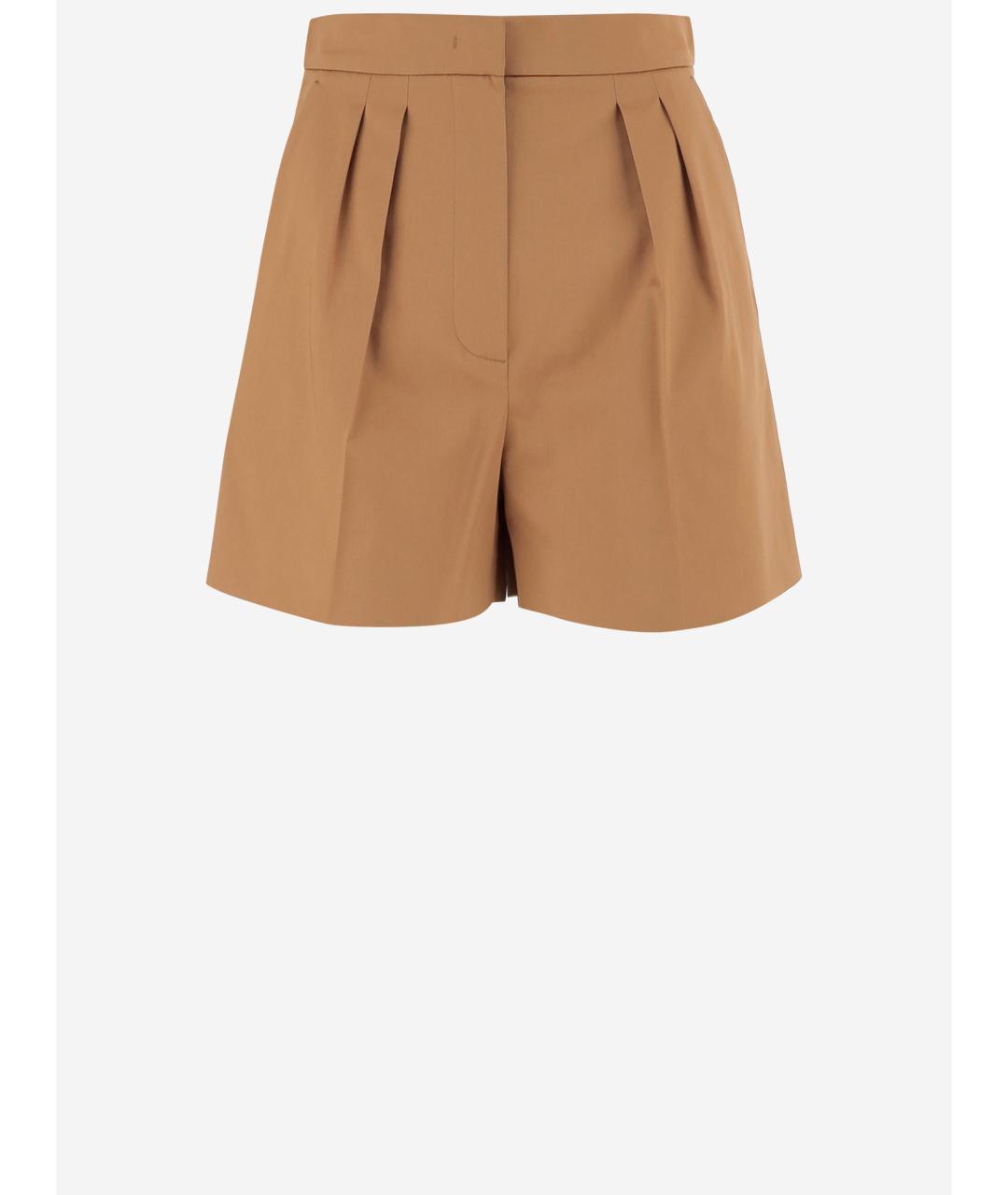 MAX MARA Коричневые хлопковые шорты, фото 4