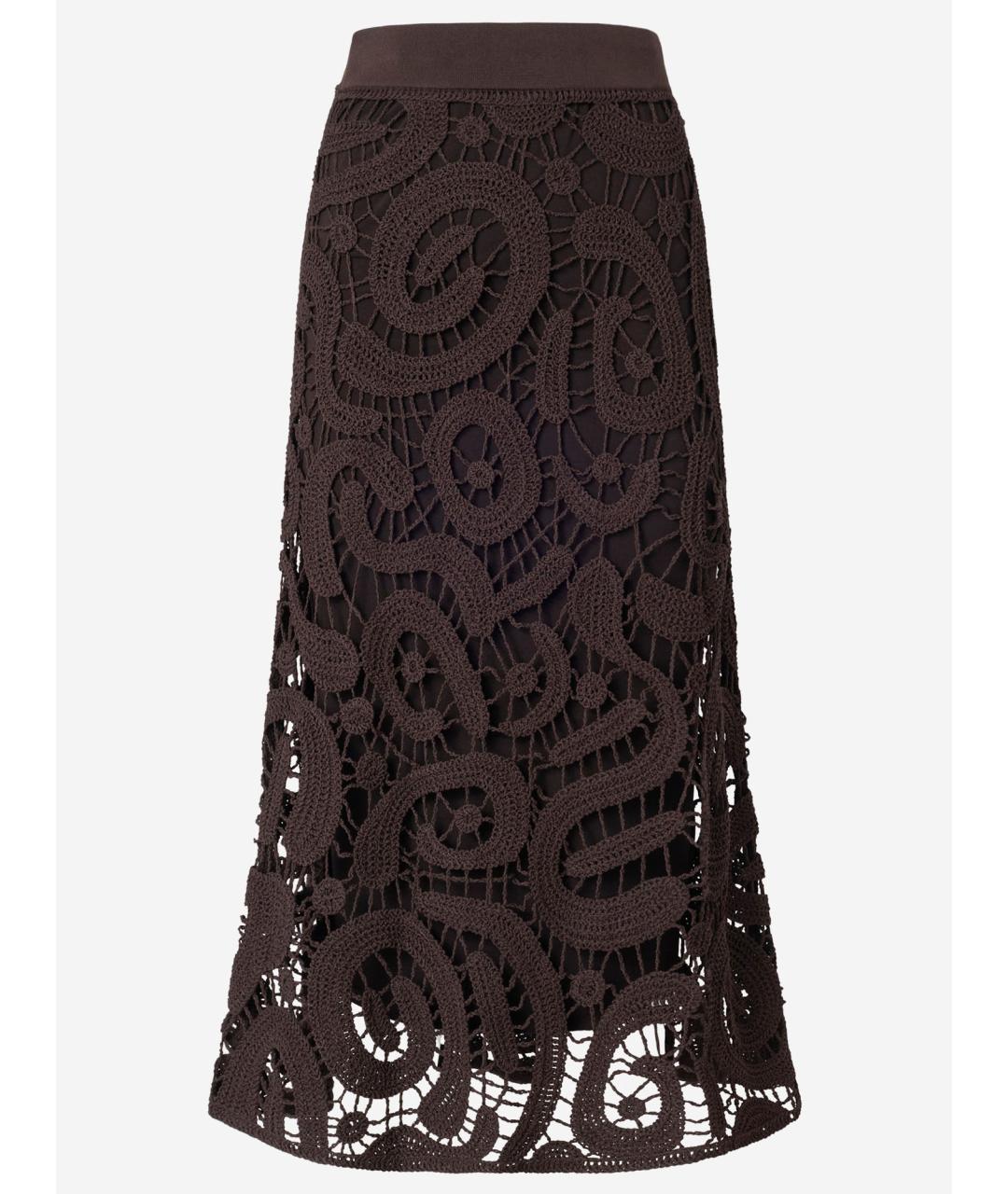 PINKO Коричневая полиамидовая юбка миди, фото 4