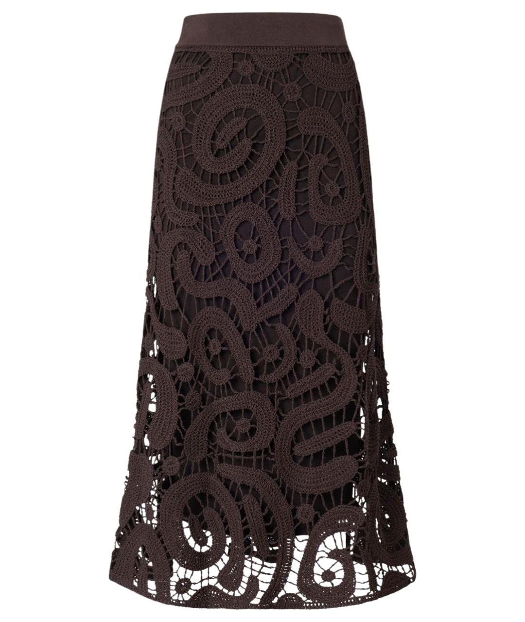 PINKO Коричневая полиамидовая юбка миди, фото 1