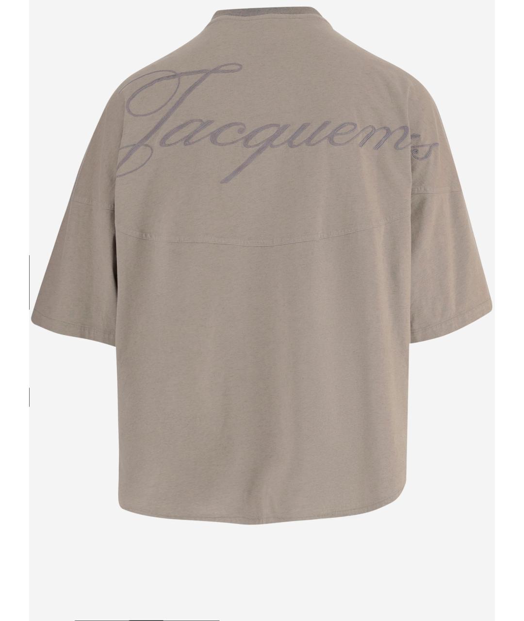 JACQUEMUS Серая хлопковая футболка, фото 2