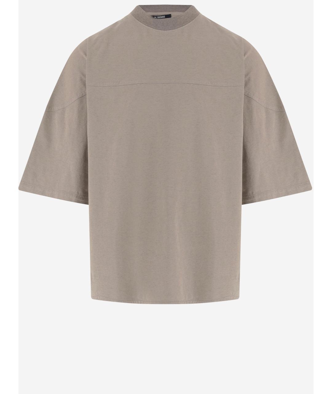 JACQUEMUS Серая хлопковая футболка, фото 4