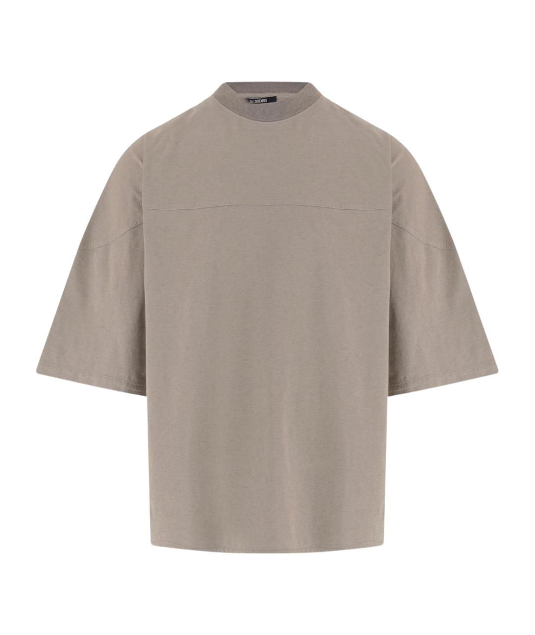 JACQUEMUS Серая хлопковая футболка, фото 1