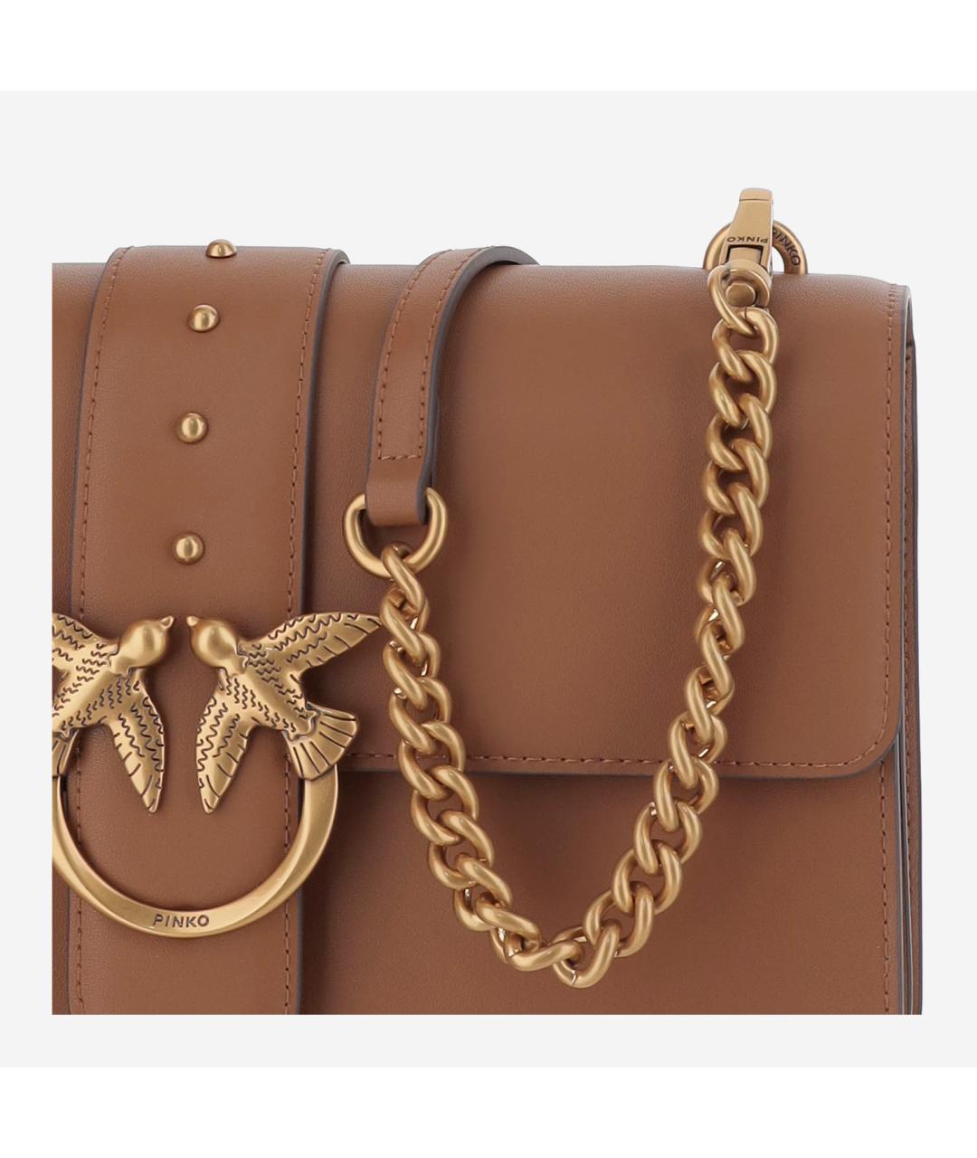 PINKO Коричневая кожаная сумка через плечо, фото 4