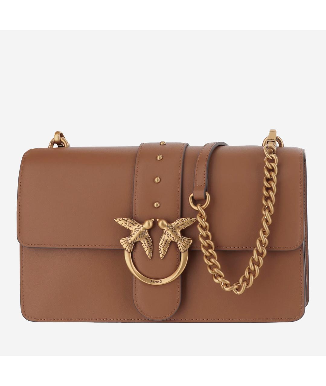 PINKO Коричневая кожаная сумка через плечо, фото 5