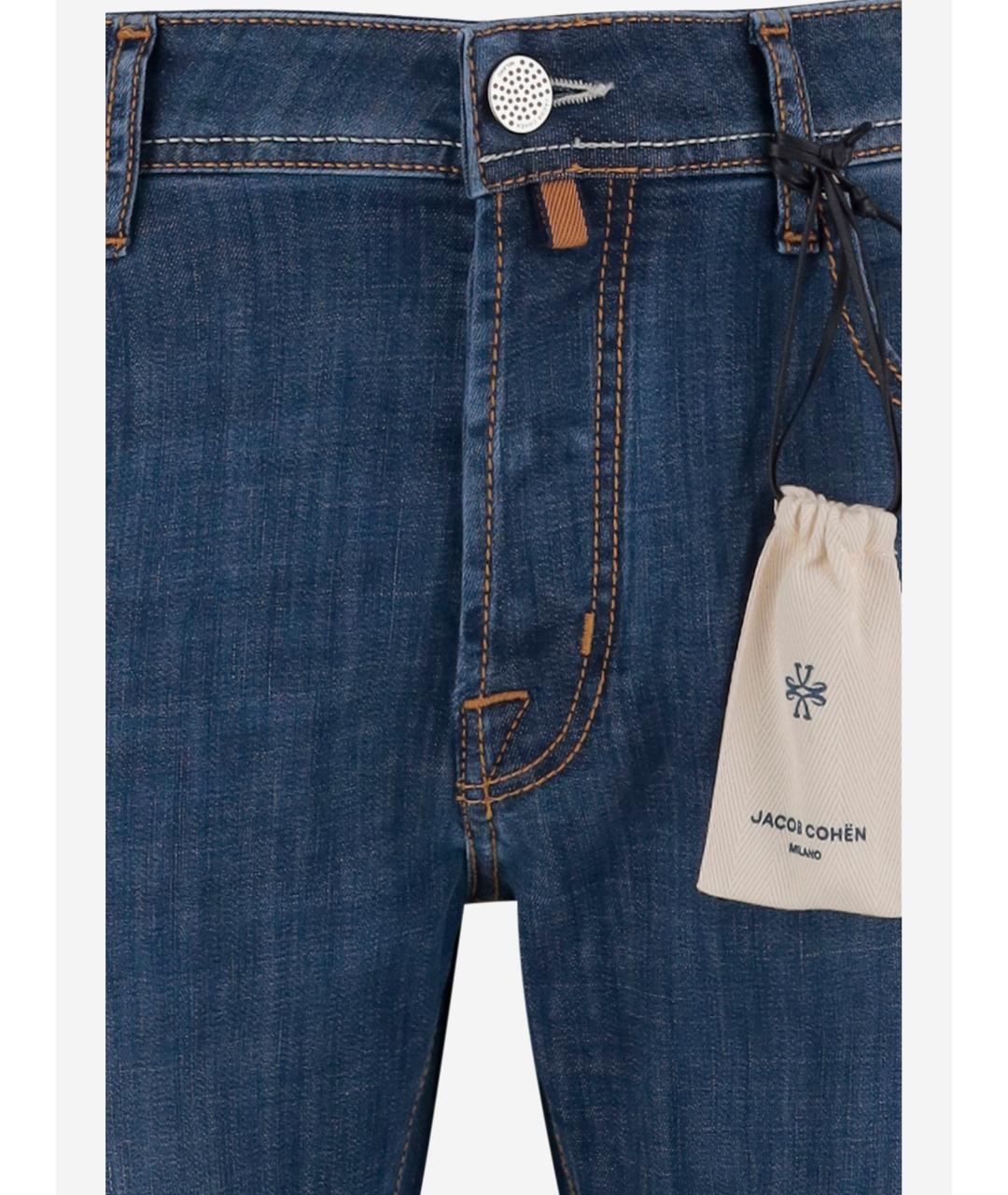 JACOB COHEN Синие хлопко-полиэстеровые джинсы скинни, фото 3