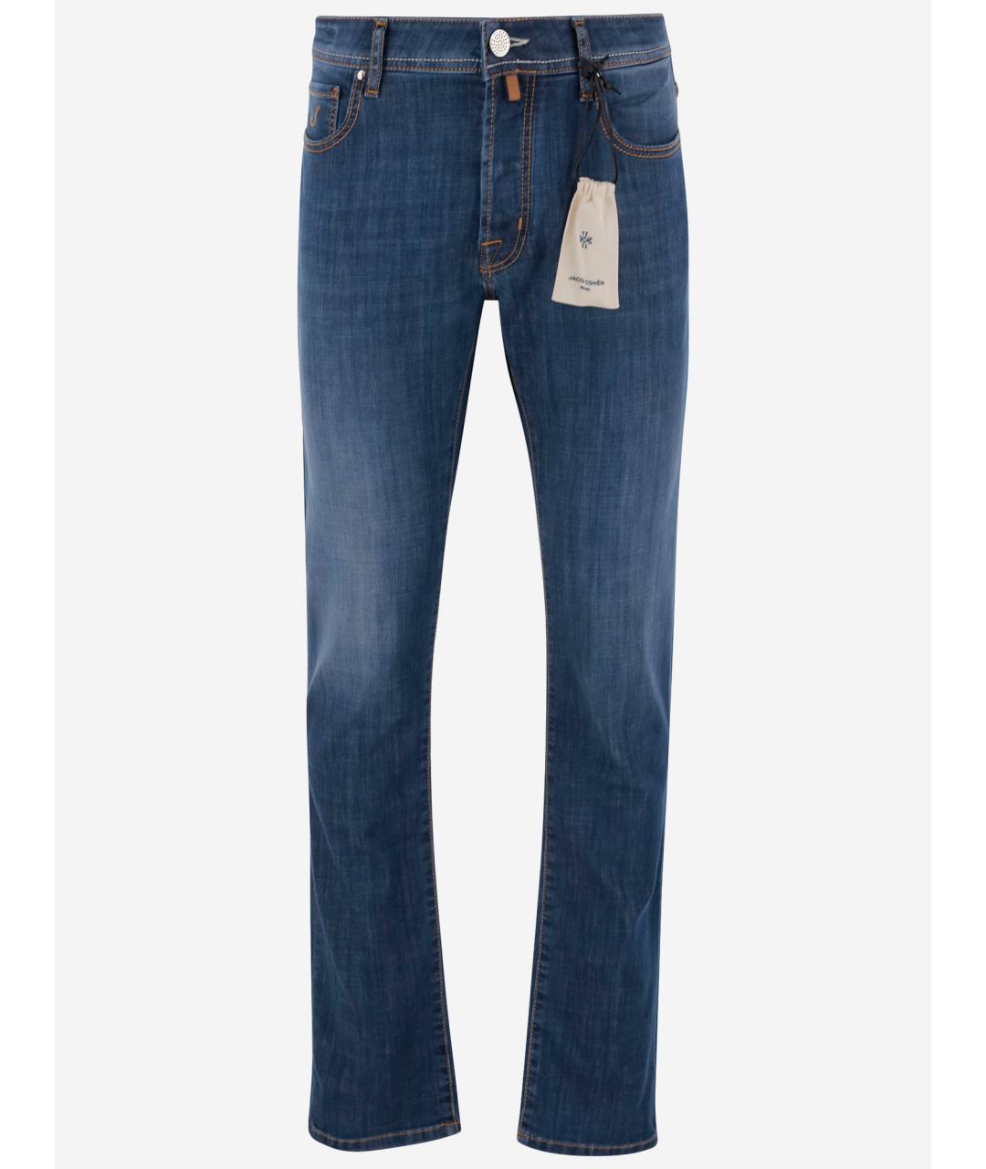 JACOB COHEN Синие хлопко-полиэстеровые джинсы скинни, фото 4