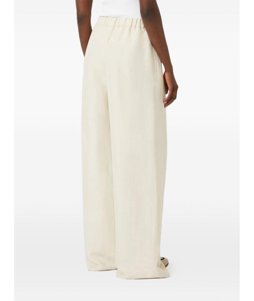 MAX MARA Бежевые льняные прямые брюки, фото 2