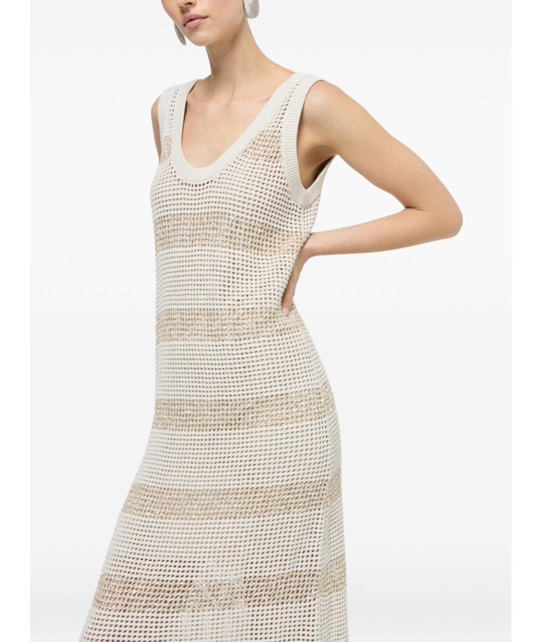 BRUNELLO CUCINELLI Бежевое хлопковое повседневное платье, фото 3