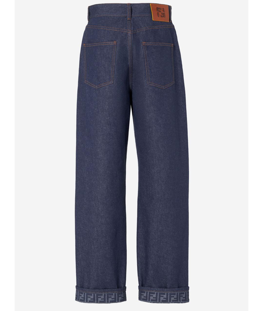 FENDI Темно-синие хлопковые прямые джинсы, фото 2