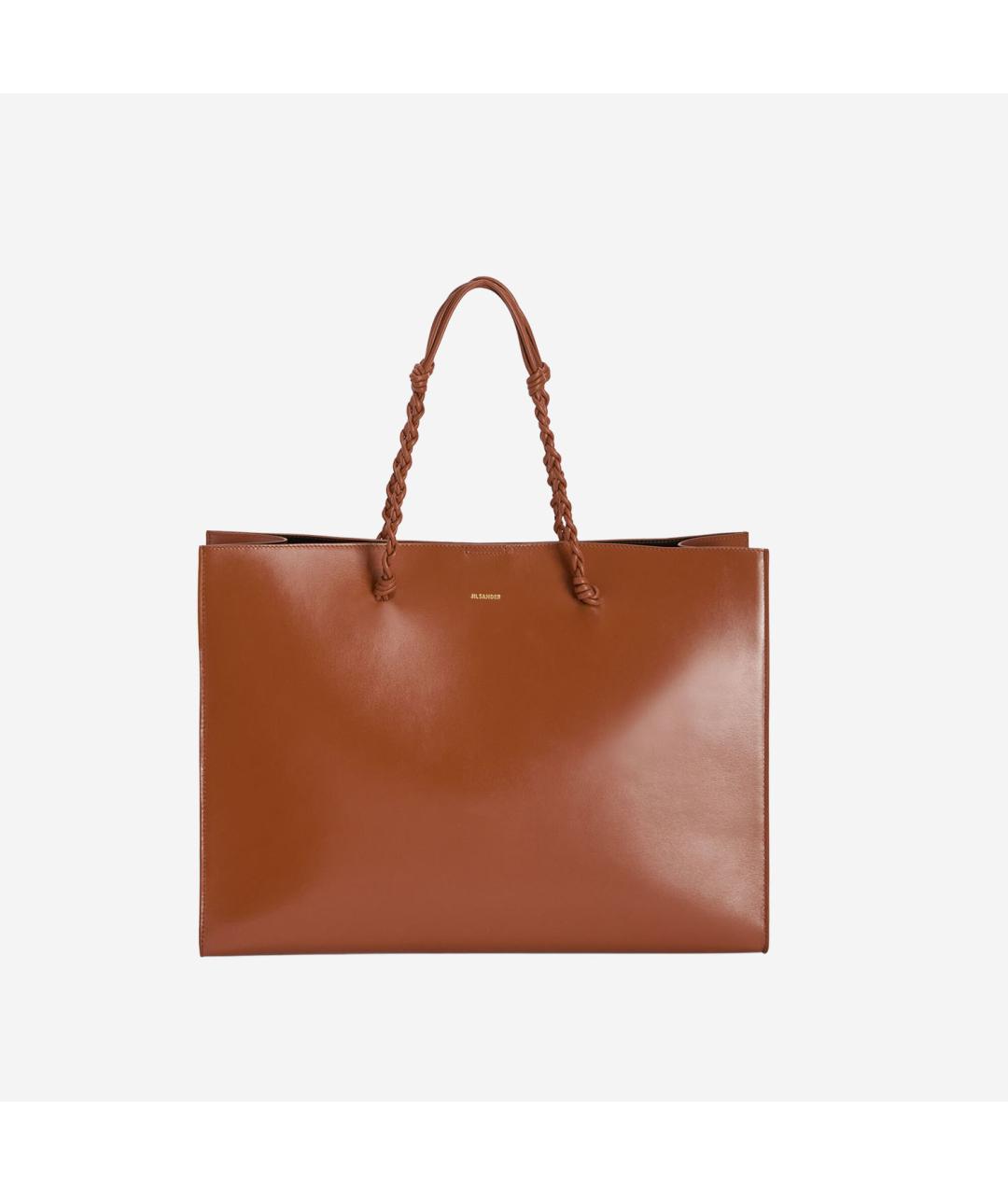 JIL SANDER Коричневая кожаная сумка тоут, фото 5