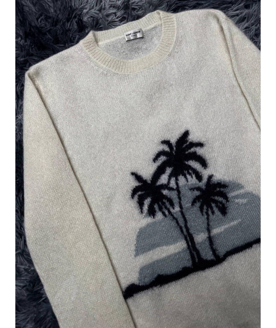 SAINT LAURENT Белый шерстяной джемпер / свитер, фото 4