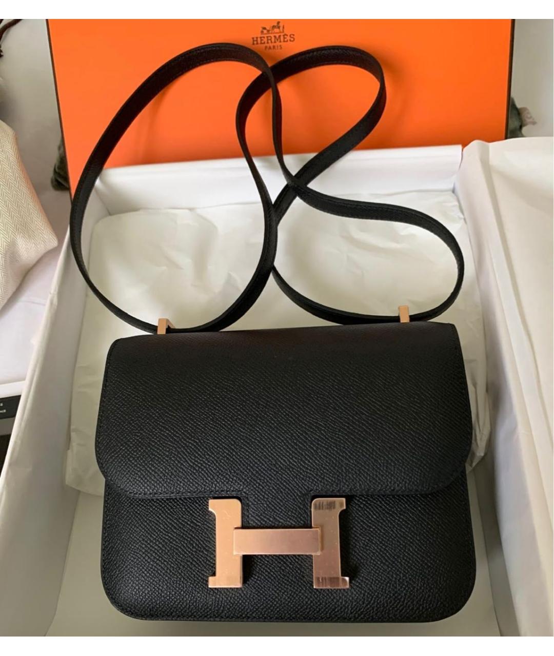HERMES Черная кожаная сумка через плечо, фото 6