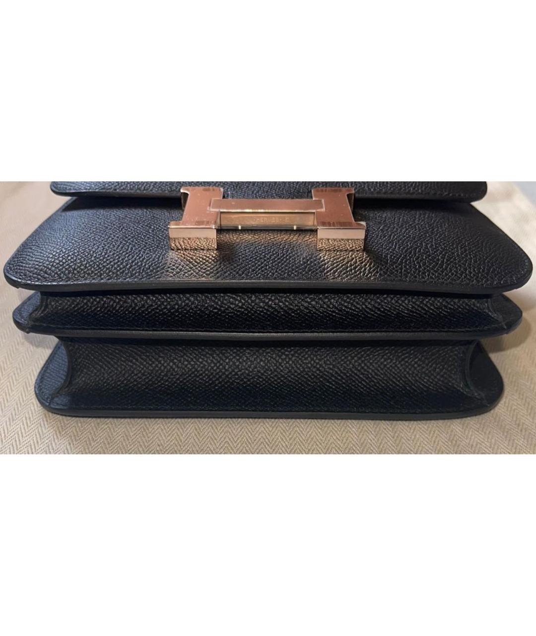 HERMES Черная кожаная сумка через плечо, фото 4