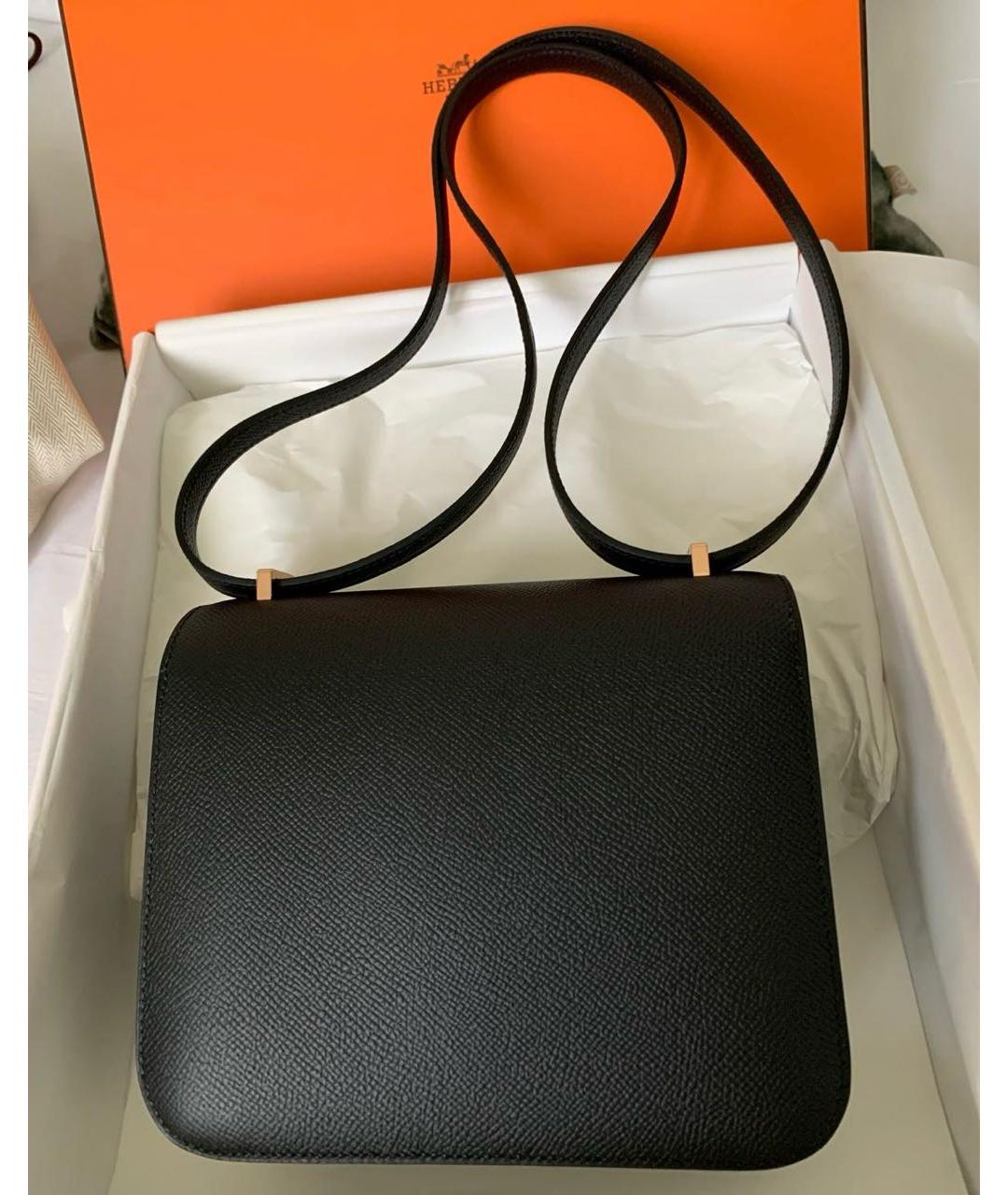 HERMES Черная кожаная сумка через плечо, фото 2