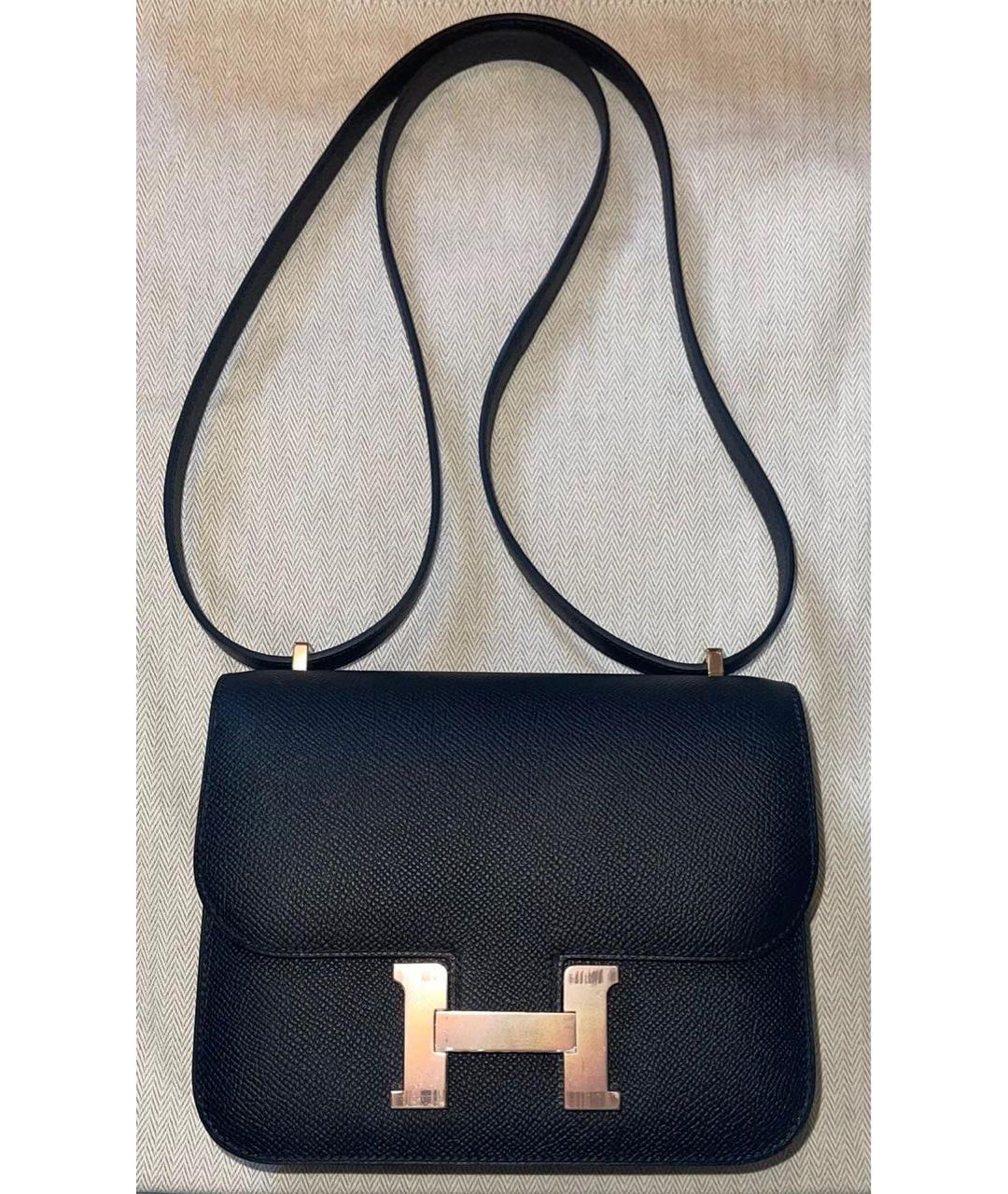 HERMES Черная кожаная сумка через плечо, фото 7