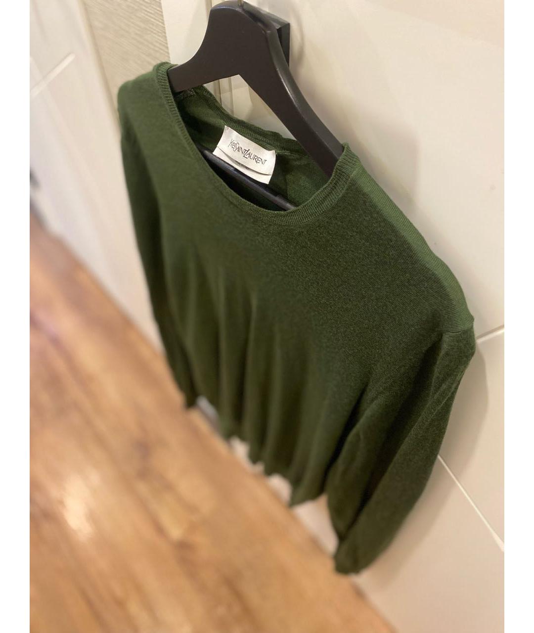 YVES SAINT LAURENT BEAUTY Зеленый шерстяной джемпер / свитер, фото 3
