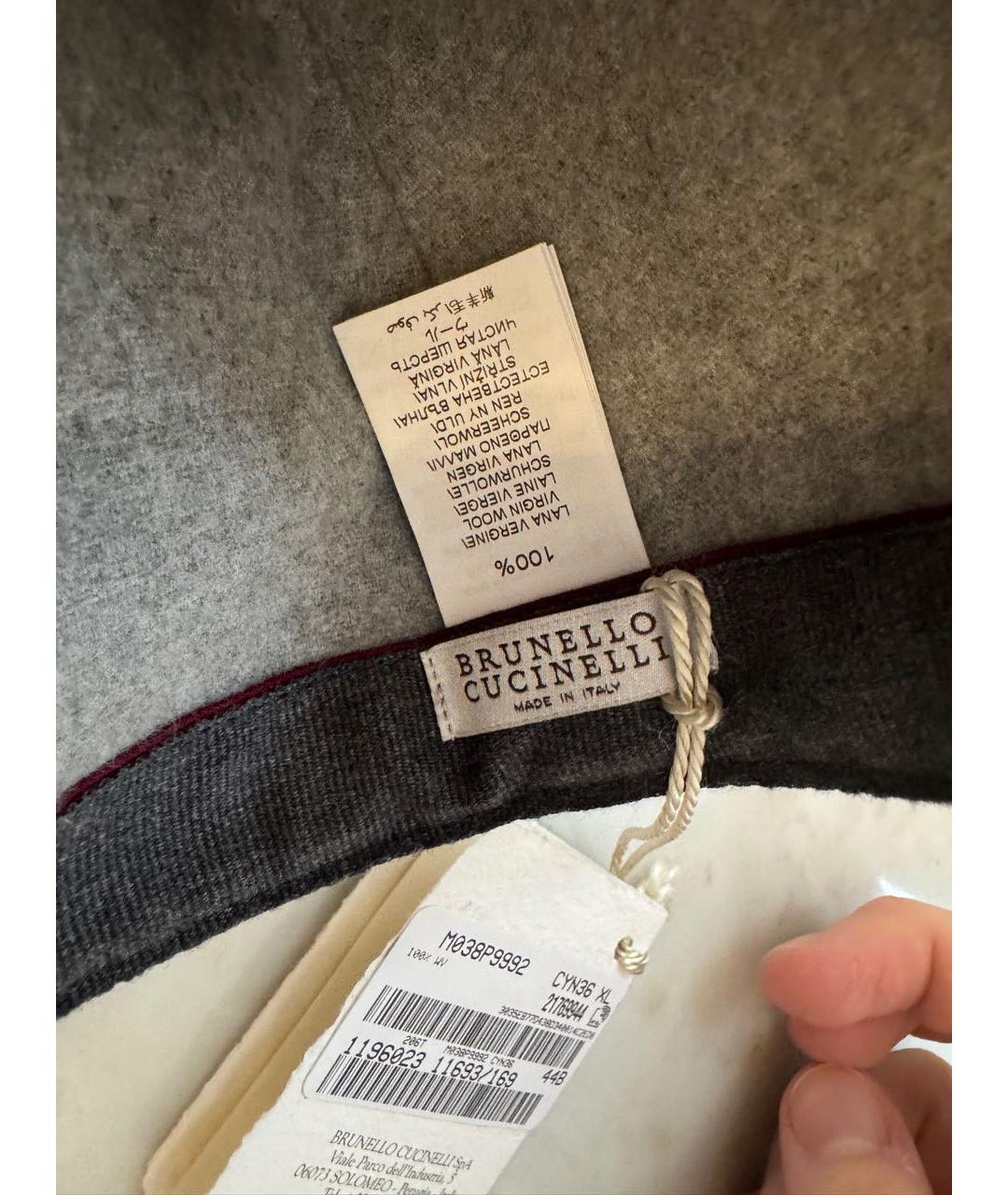 BRUNELLO CUCINELLI Серая шерстяная кепка/бейсболка, фото 6