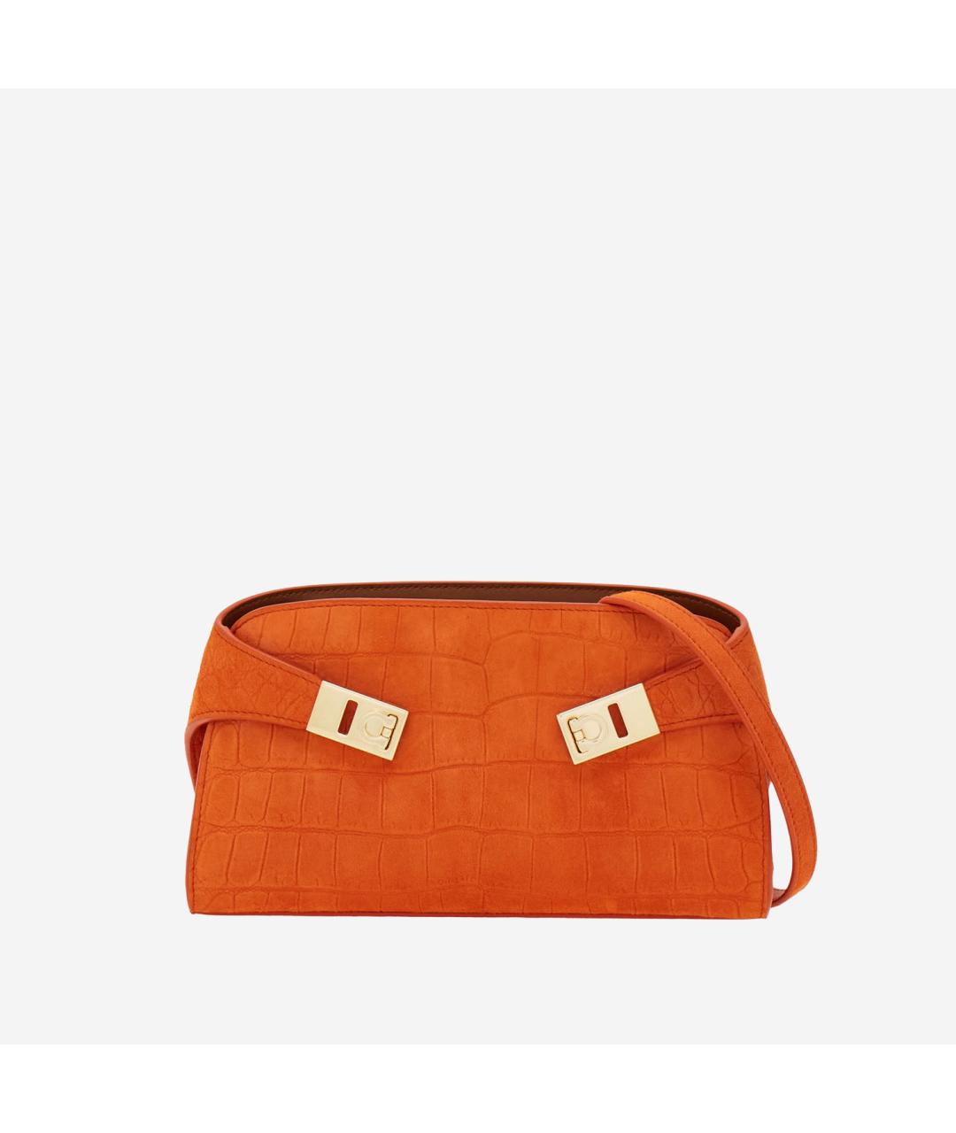 FERRAGAMO Оранжевая кожаная сумка через плечо, фото 5