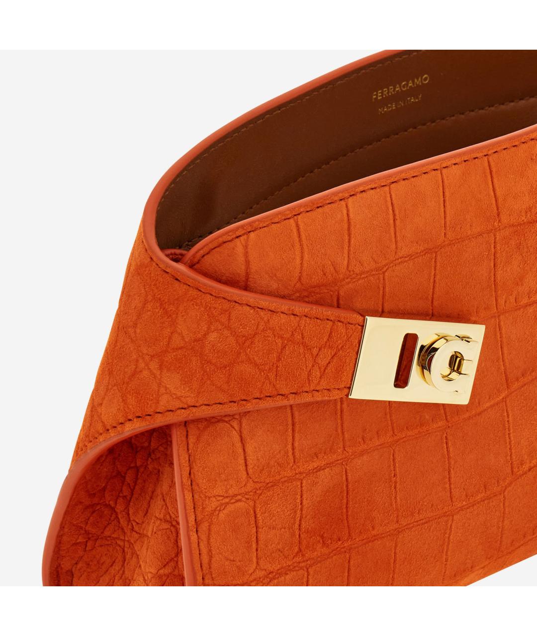 FERRAGAMO Оранжевая кожаная сумка через плечо, фото 4