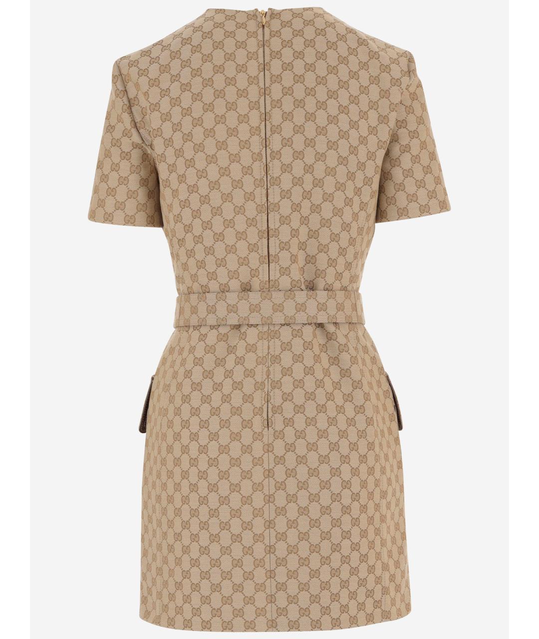 GUCCI Бежевое синтетическое повседневное платье, фото 2