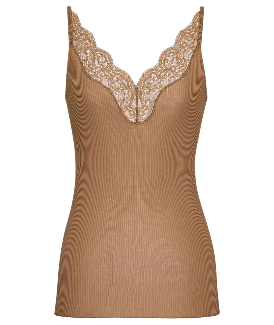 SAINT LAURENT Бежевая шелковая майка, фото 1