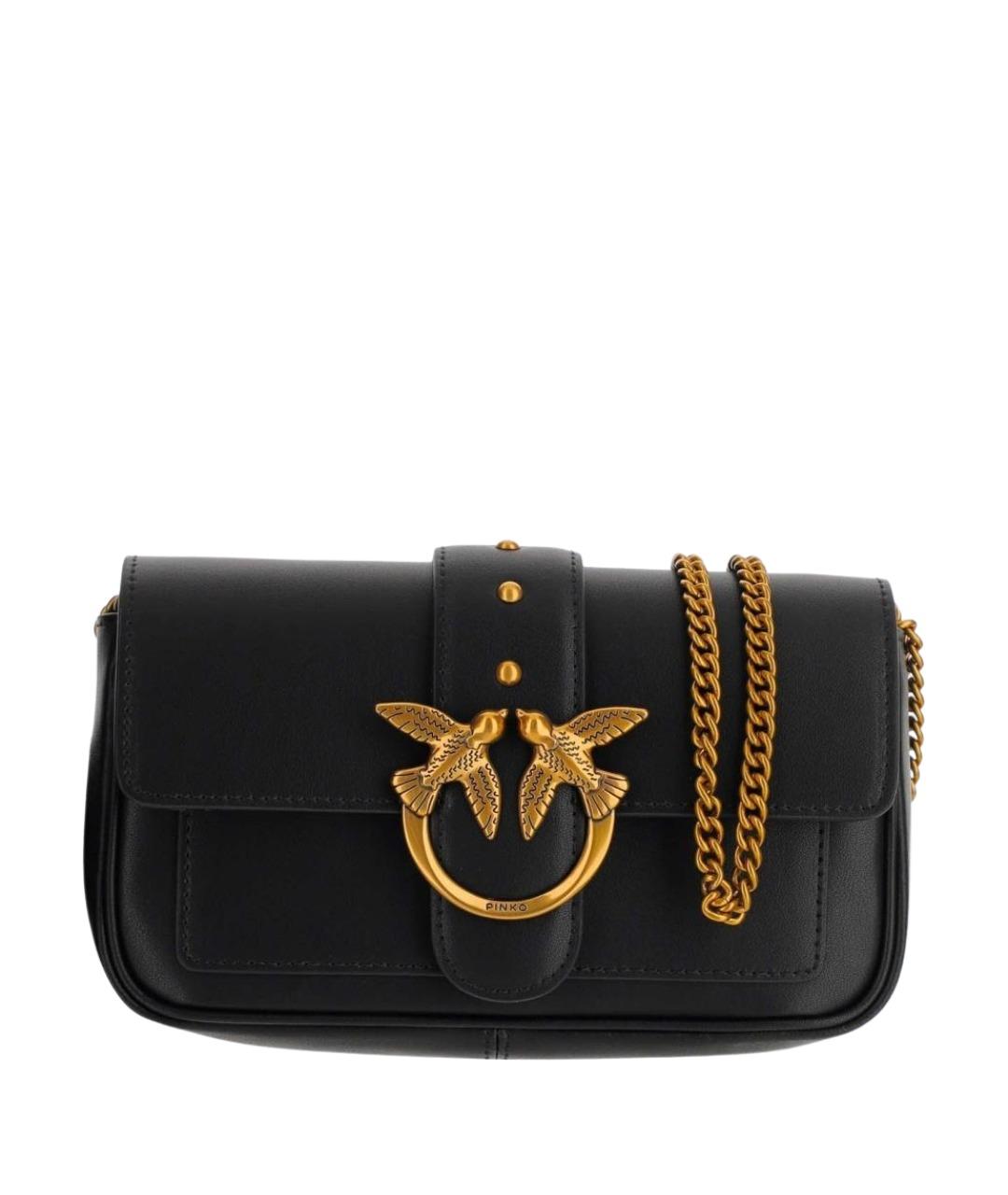 PINKO Черная кожаная сумка через плечо, фото 1