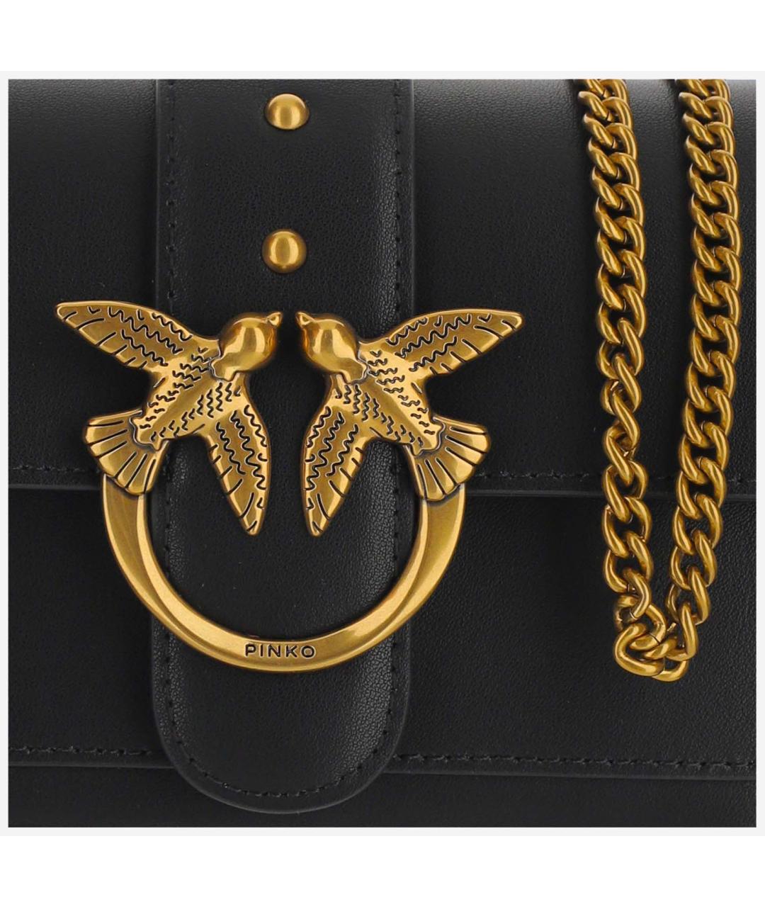 PINKO Черная кожаная сумка через плечо, фото 4
