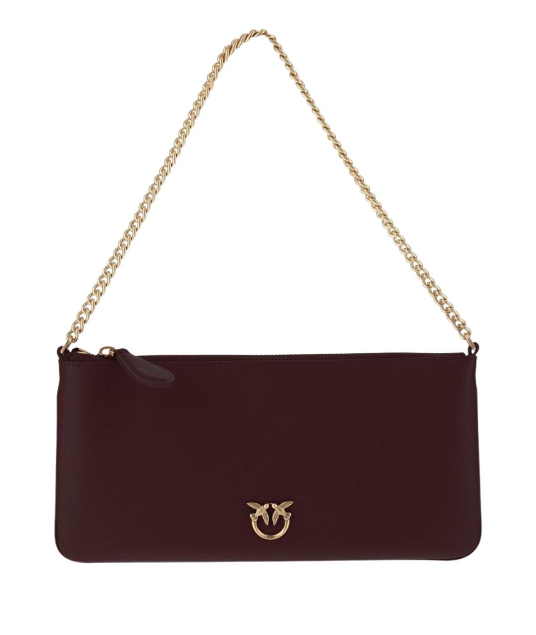 PINKO Бордовая кожаная сумка через плечо, фото 1