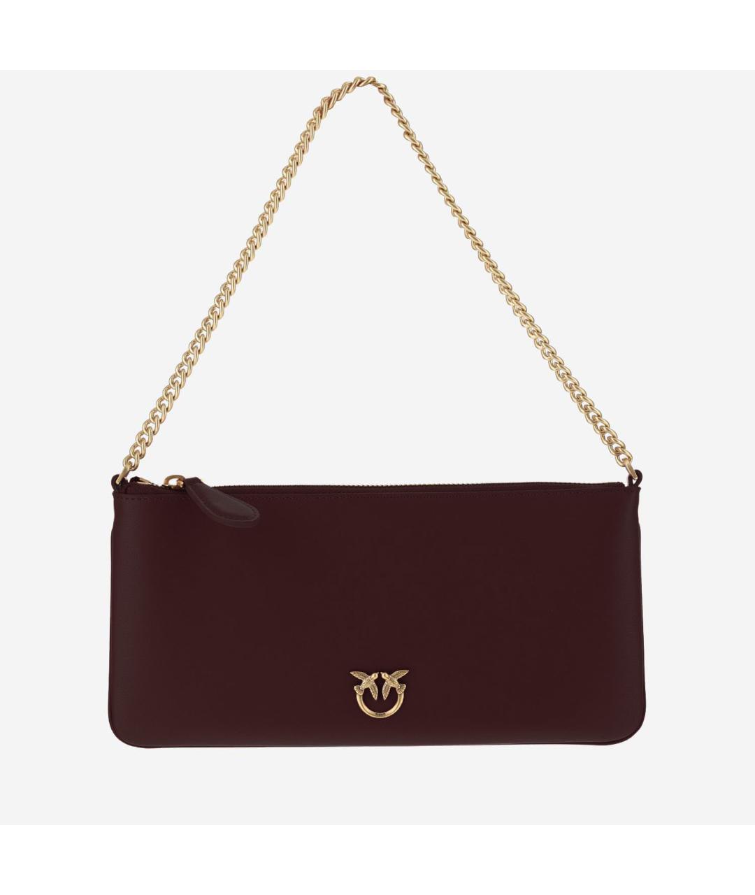 PINKO Бордовая кожаная сумка через плечо, фото 5