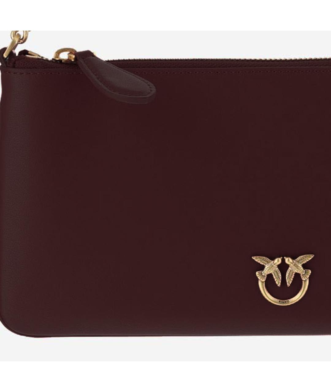 PINKO Бордовая кожаная сумка через плечо, фото 4