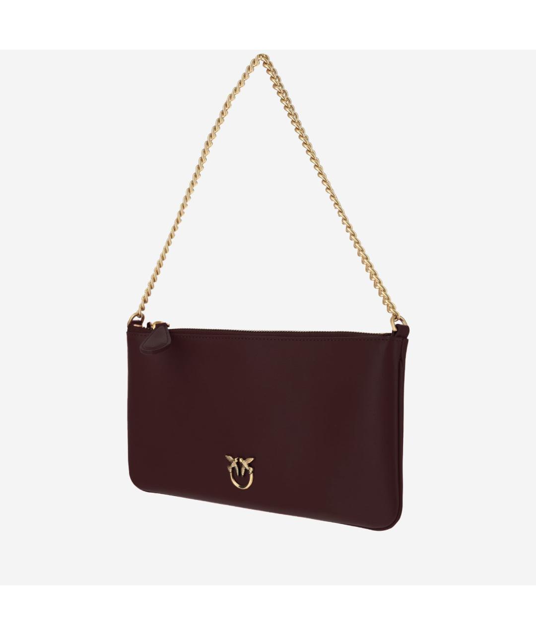 PINKO Бордовая кожаная сумка через плечо, фото 2