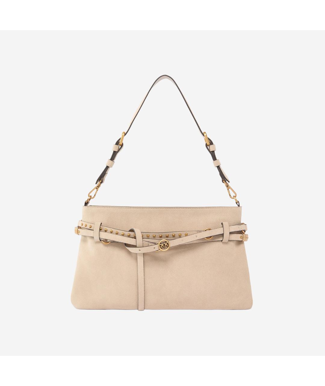 PINKO Бежевая замшевая сумка через плечо, фото 5