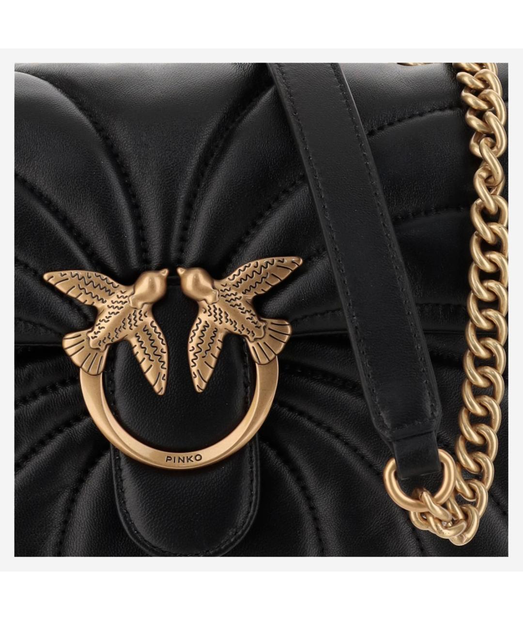 PINKO Черная кожаная сумка через плечо, фото 4