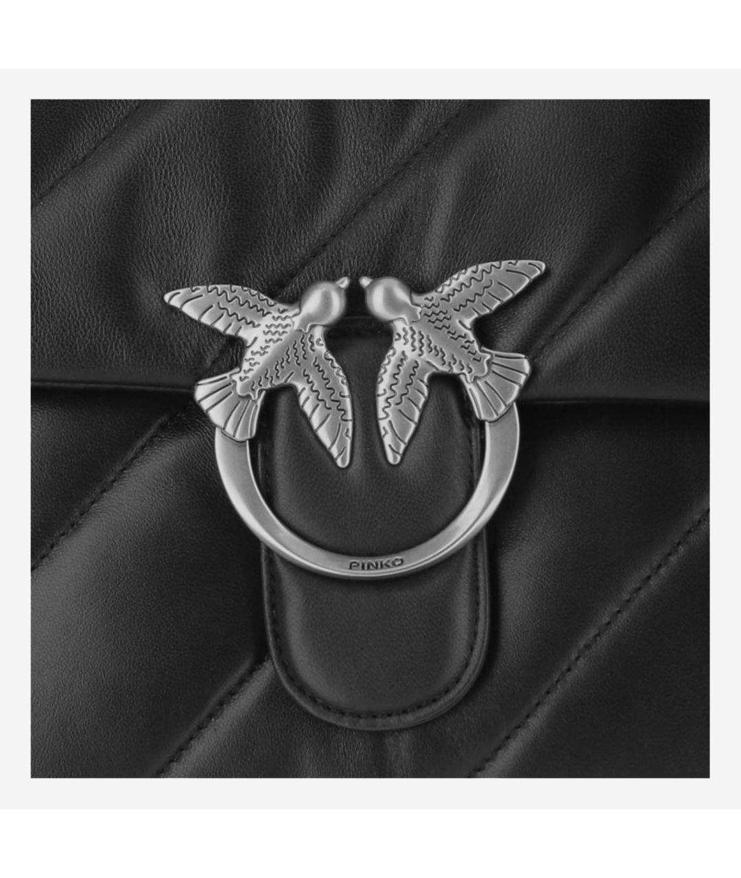 PINKO Черная кожаная сумка через плечо, фото 4