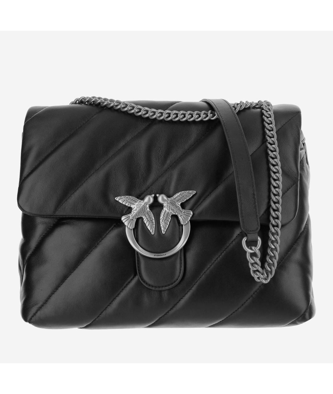 PINKO Черная кожаная сумка через плечо, фото 5