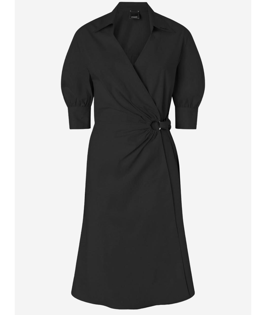 PINKO Черное хлопковое повседневное платье, фото 1