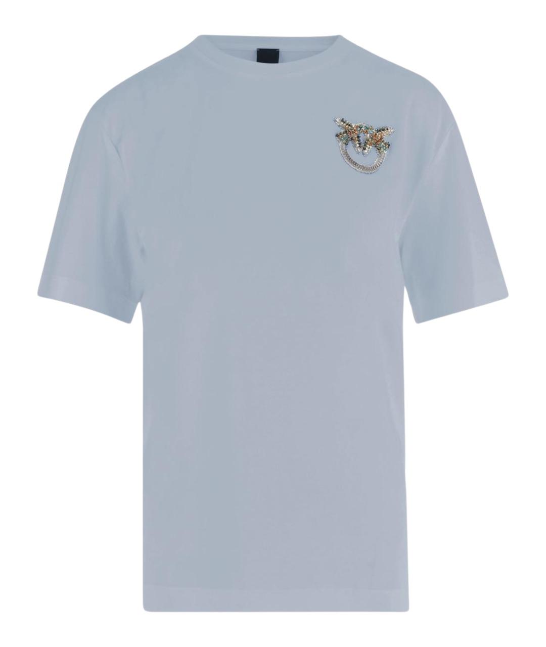 PINKO Голубая хлопковая футболка, фото 1