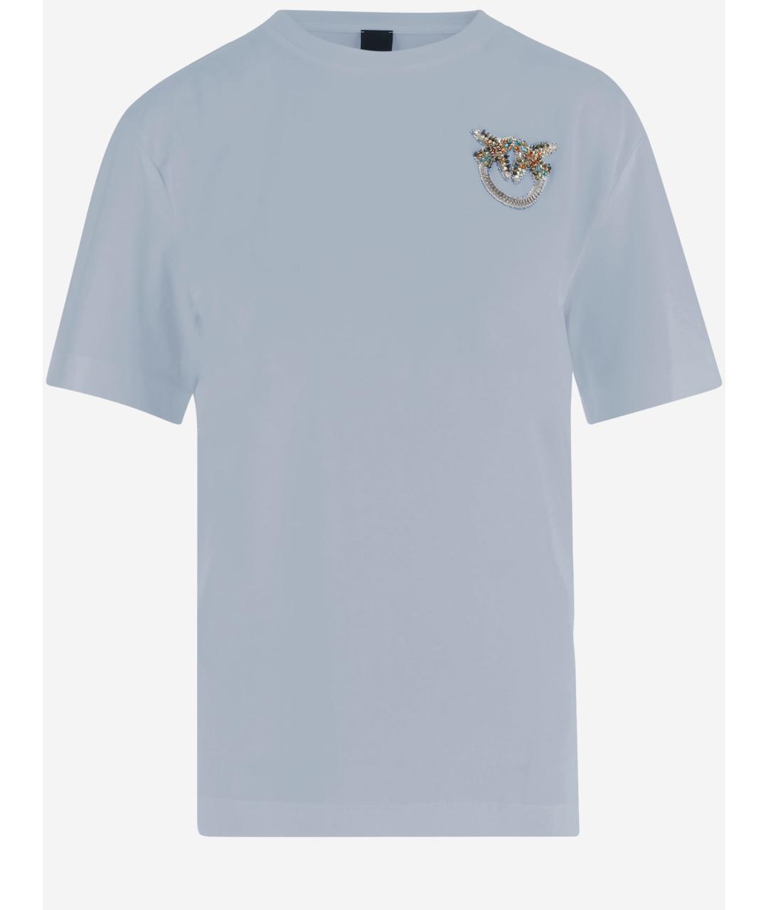 PINKO Голубая хлопковая футболка, фото 4