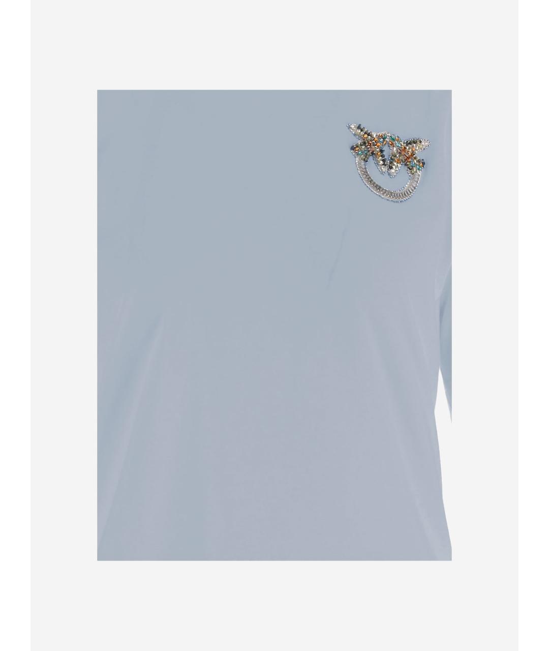 PINKO Голубая хлопковая футболка, фото 3