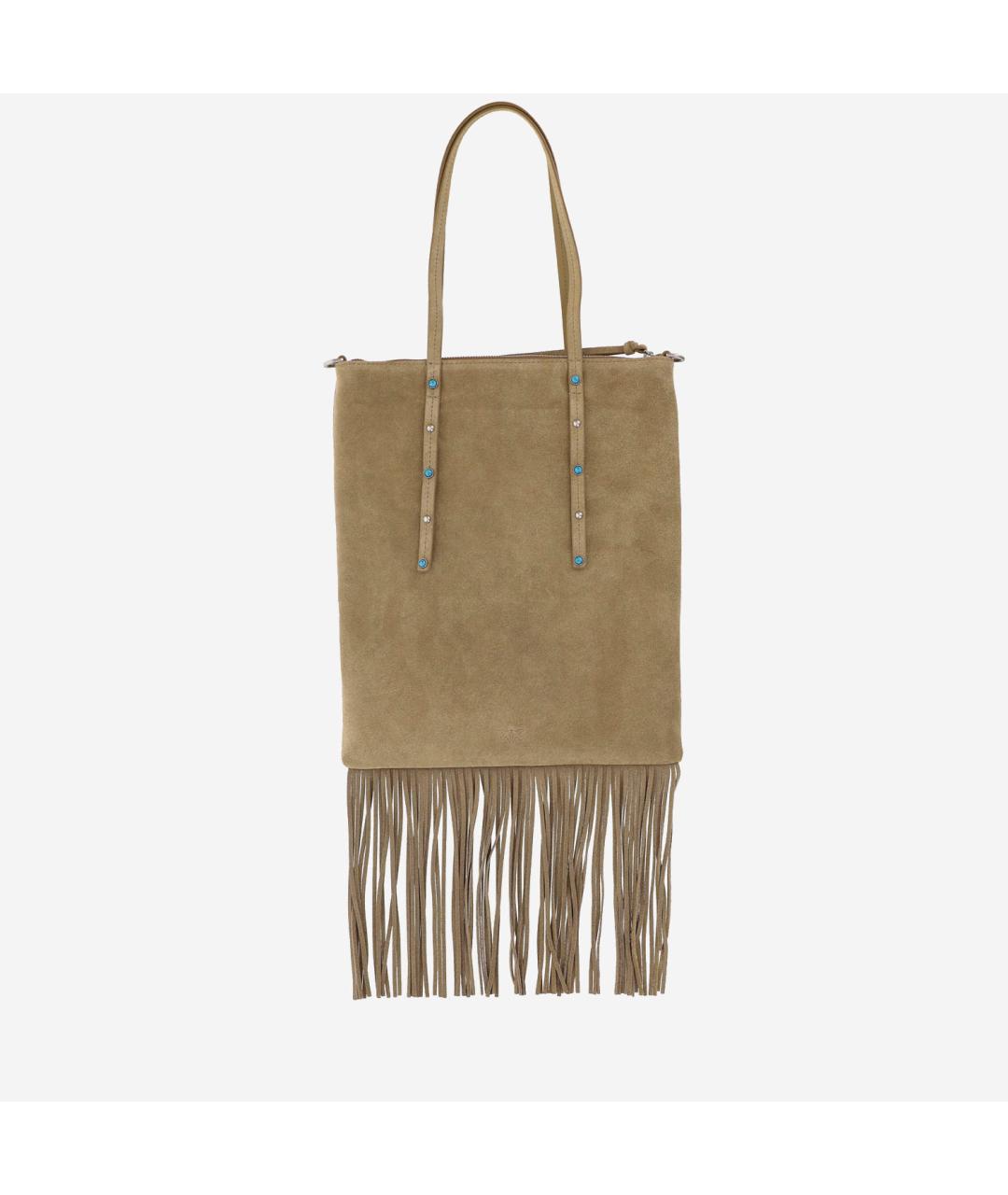 PINKO Бежевая замшевая сумка тоут, фото 2