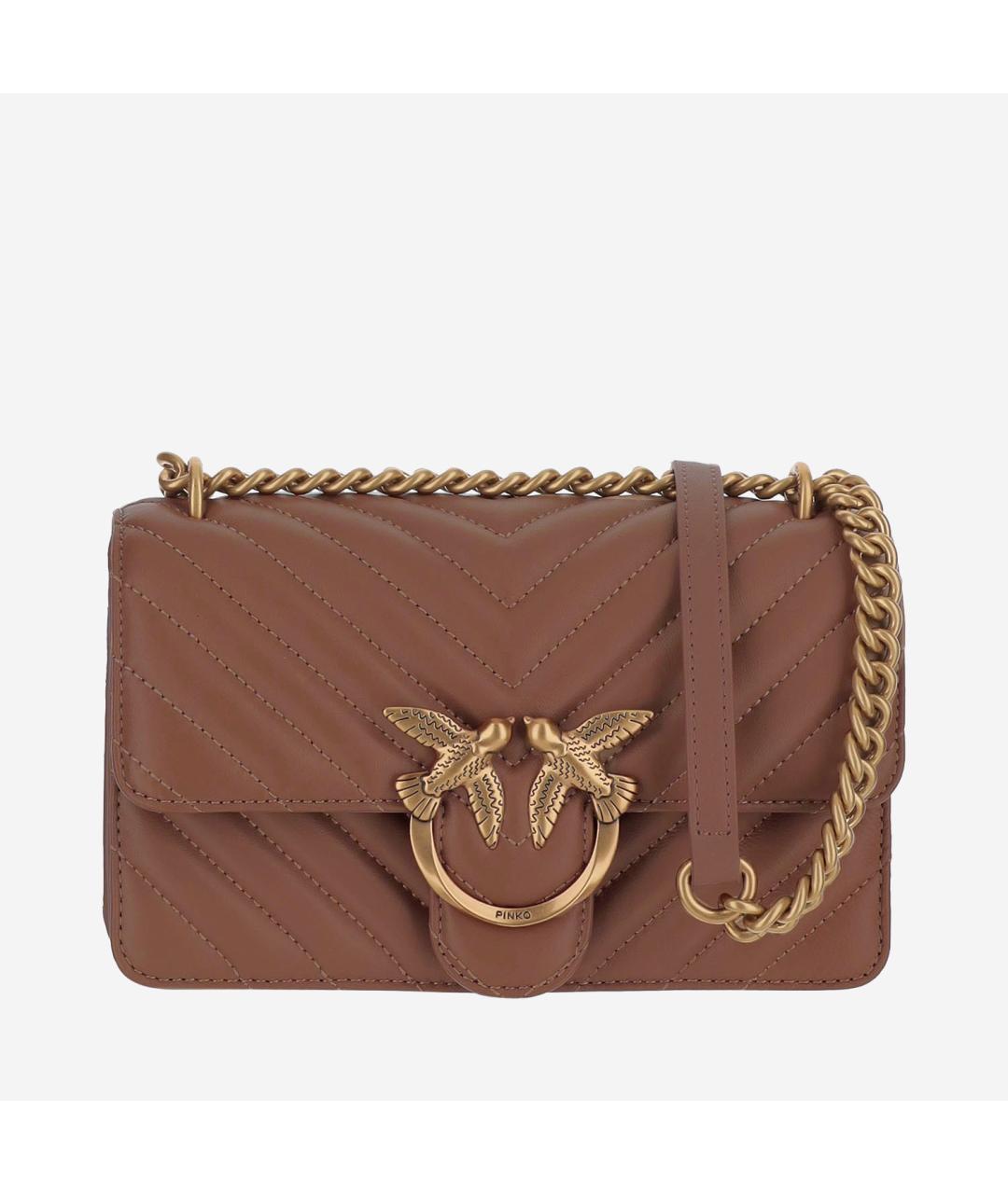 PINKO Коричневая кожаная сумка через плечо, фото 5