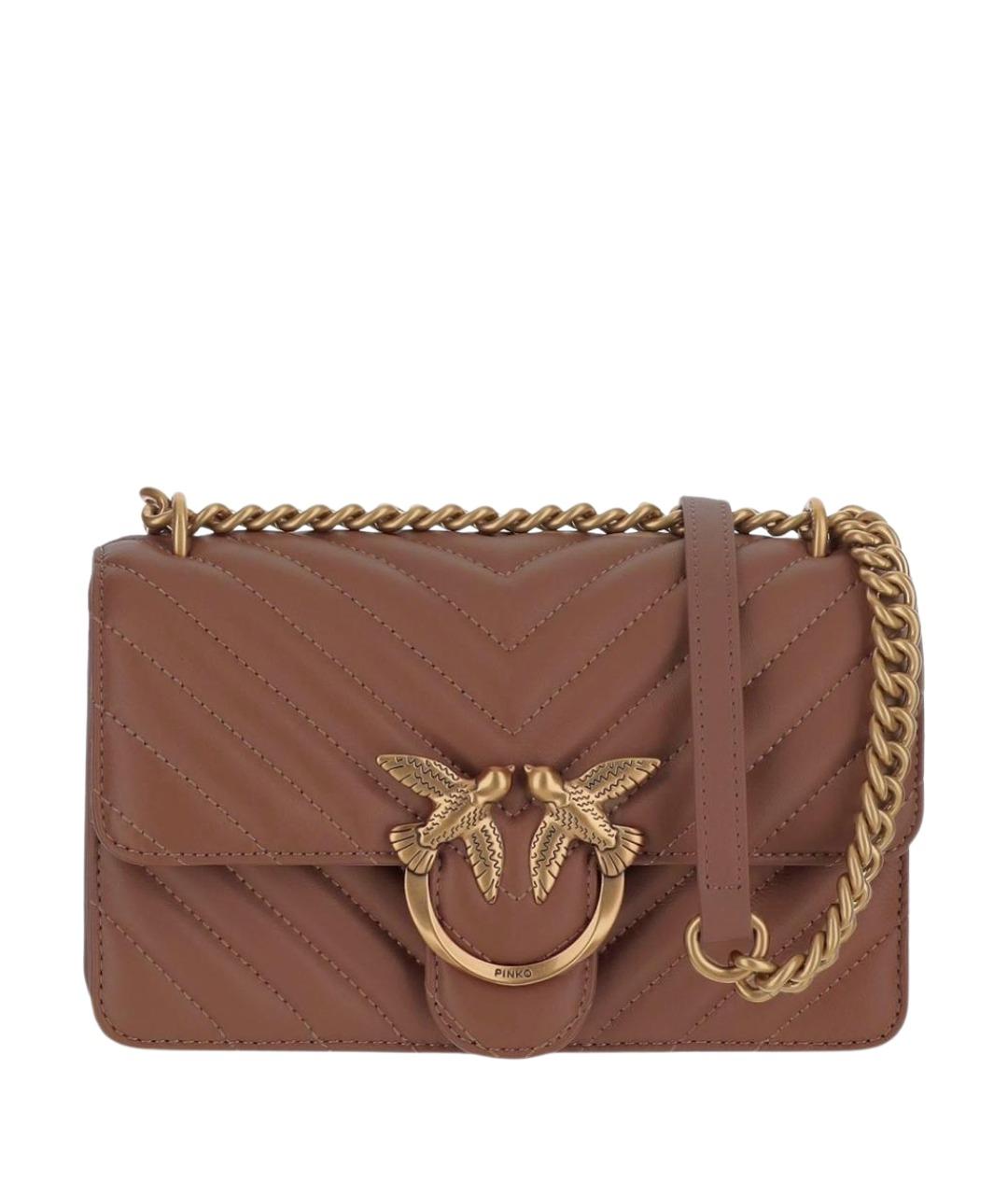 PINKO Коричневая кожаная сумка через плечо, фото 1