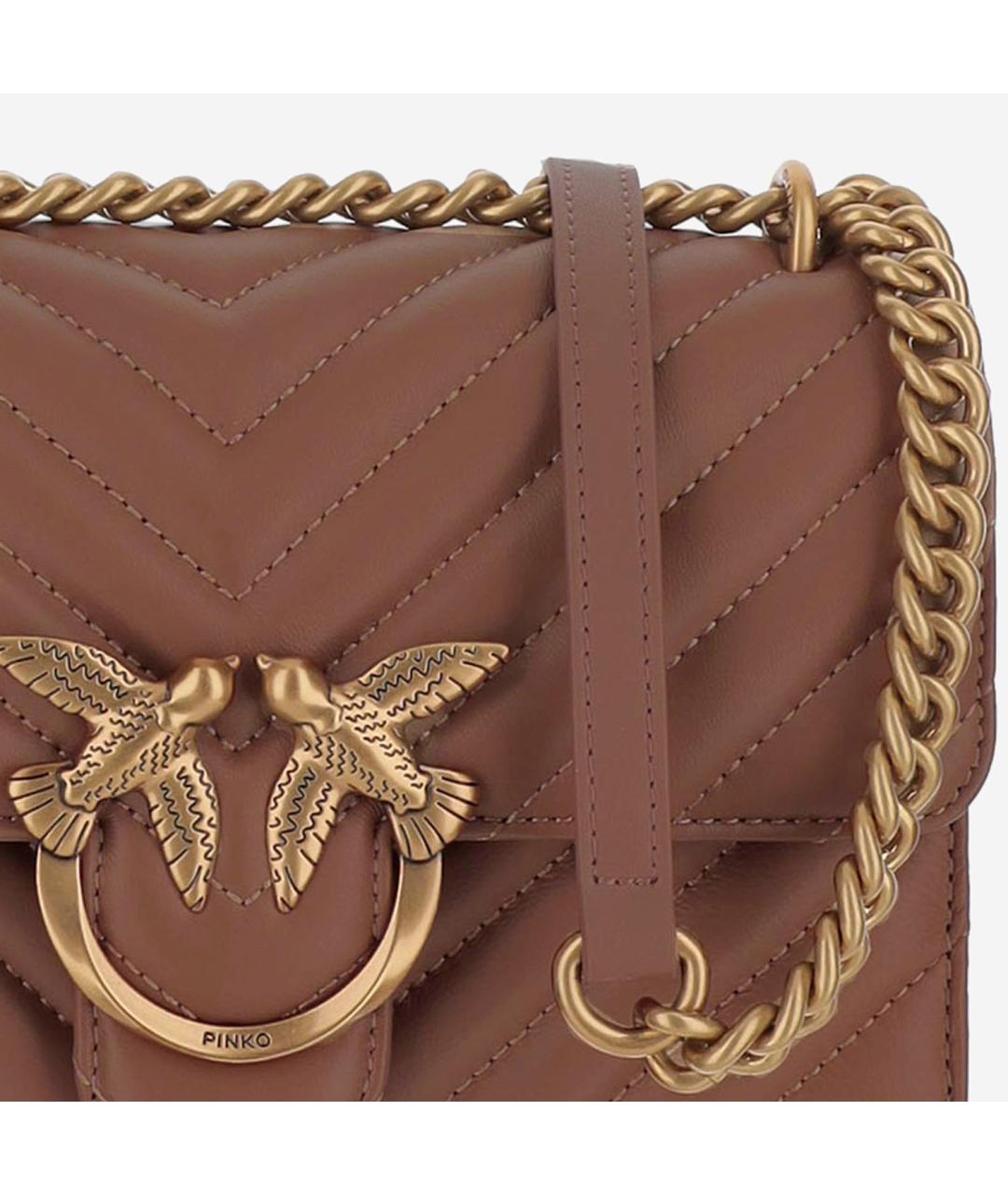 PINKO Коричневая кожаная сумка через плечо, фото 4