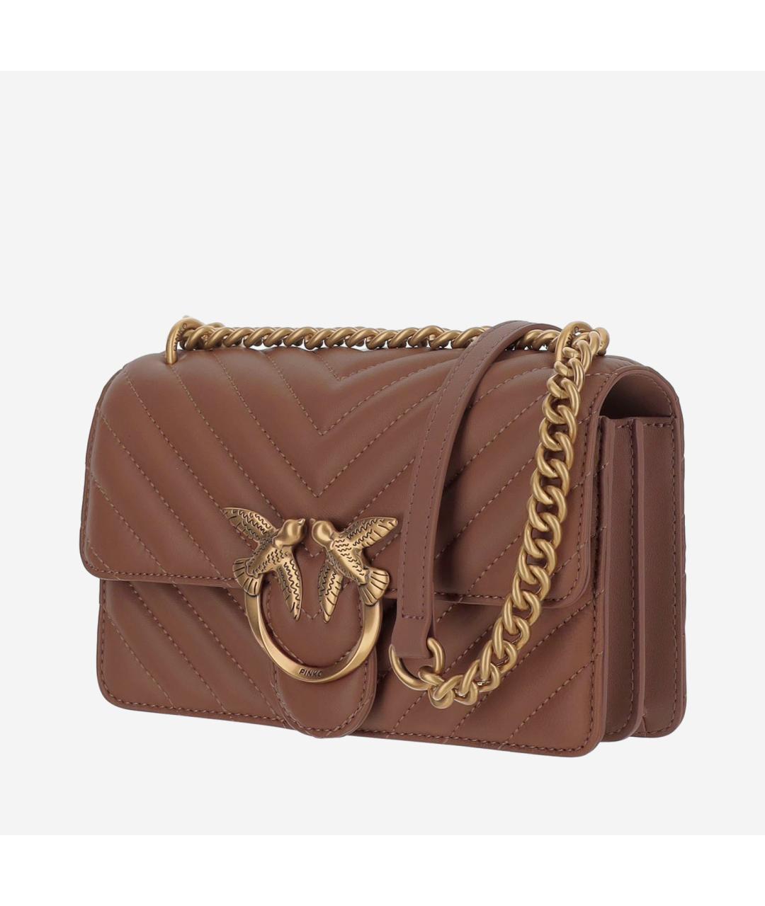 PINKO Коричневая кожаная сумка через плечо, фото 2
