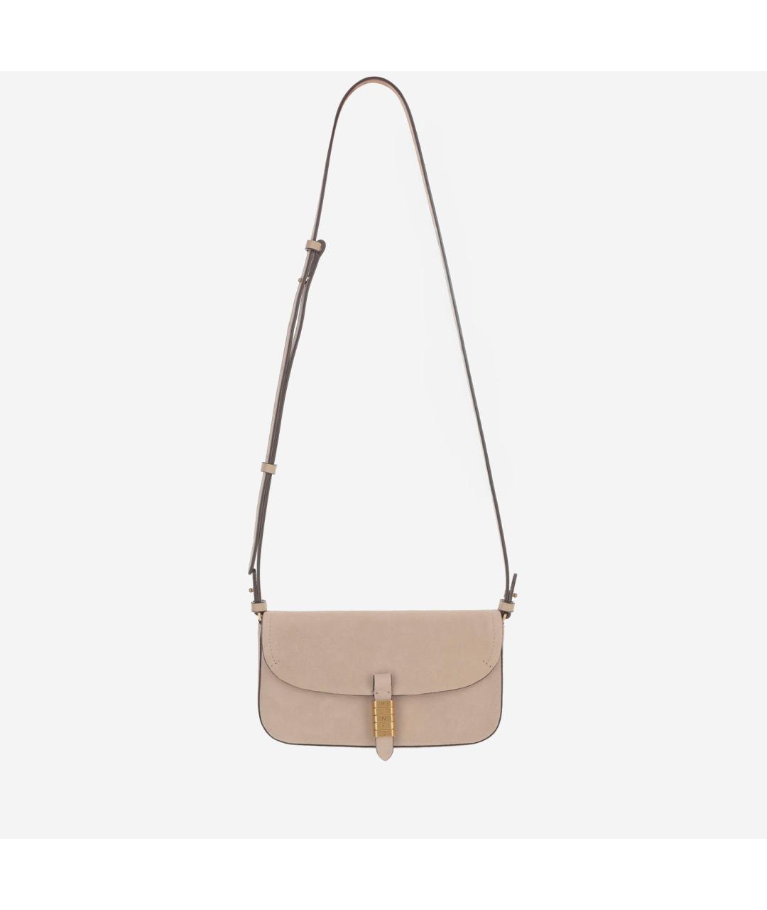 PINKO Бежевая замшевая сумка через плечо, фото 5