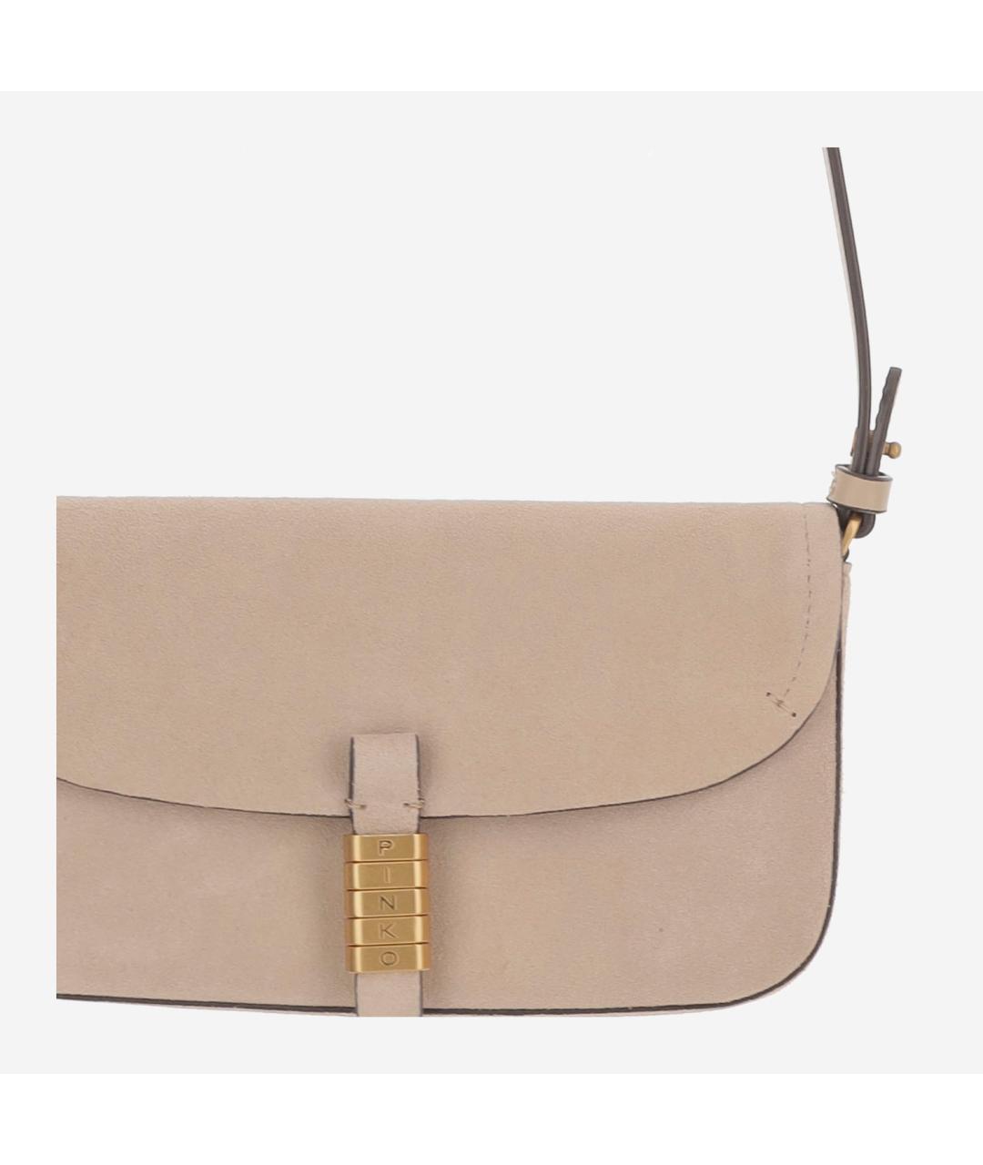 PINKO Бежевая замшевая сумка через плечо, фото 4