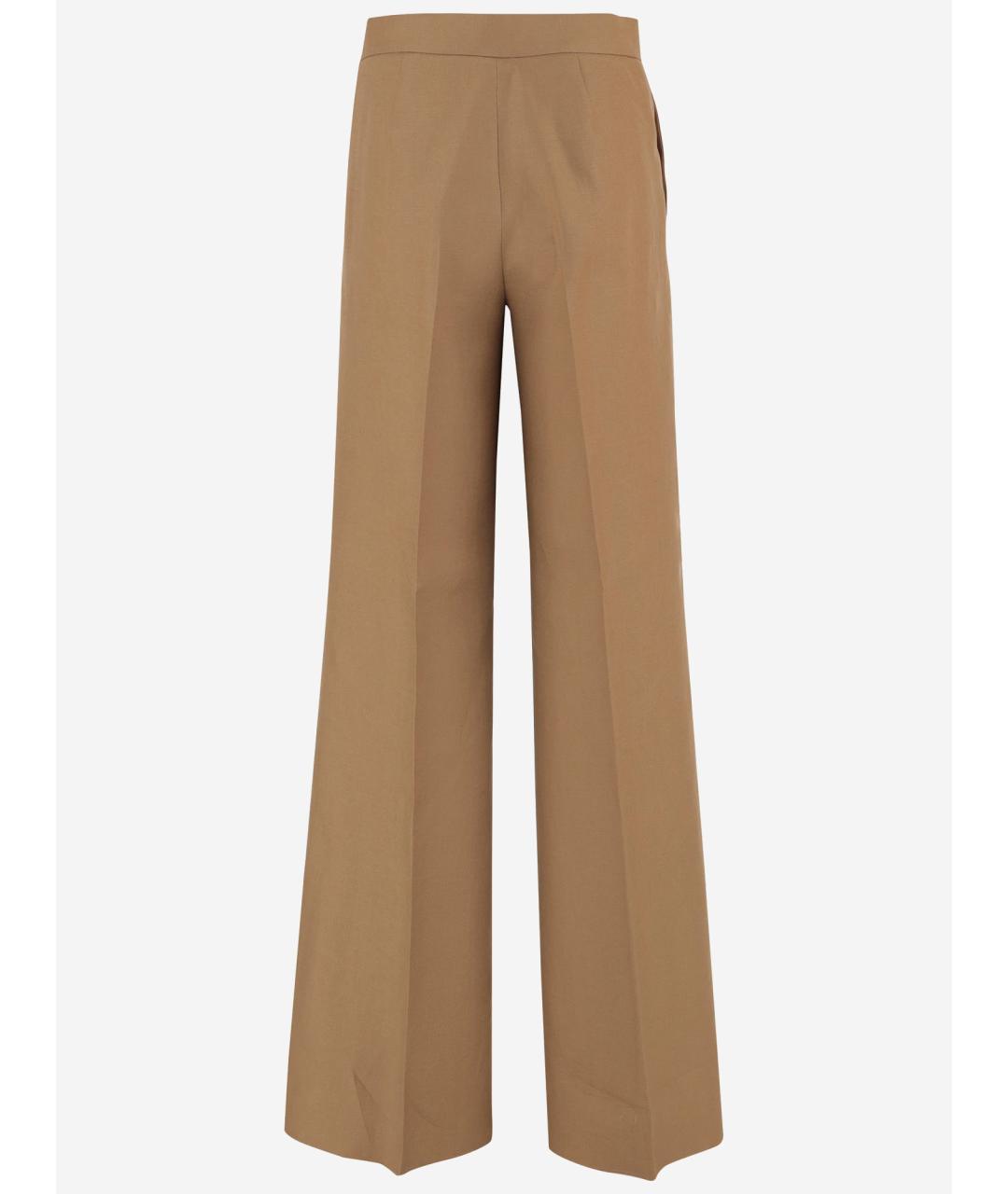 MAX MARA Коричневые льняные прямые брюки, фото 2