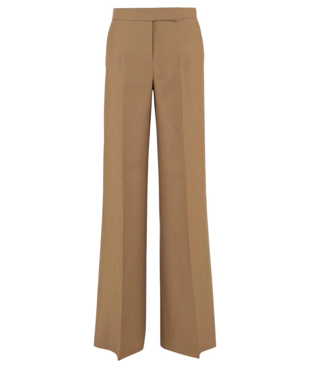 MAX MARA Коричневые льняные прямые брюки, фото 1
