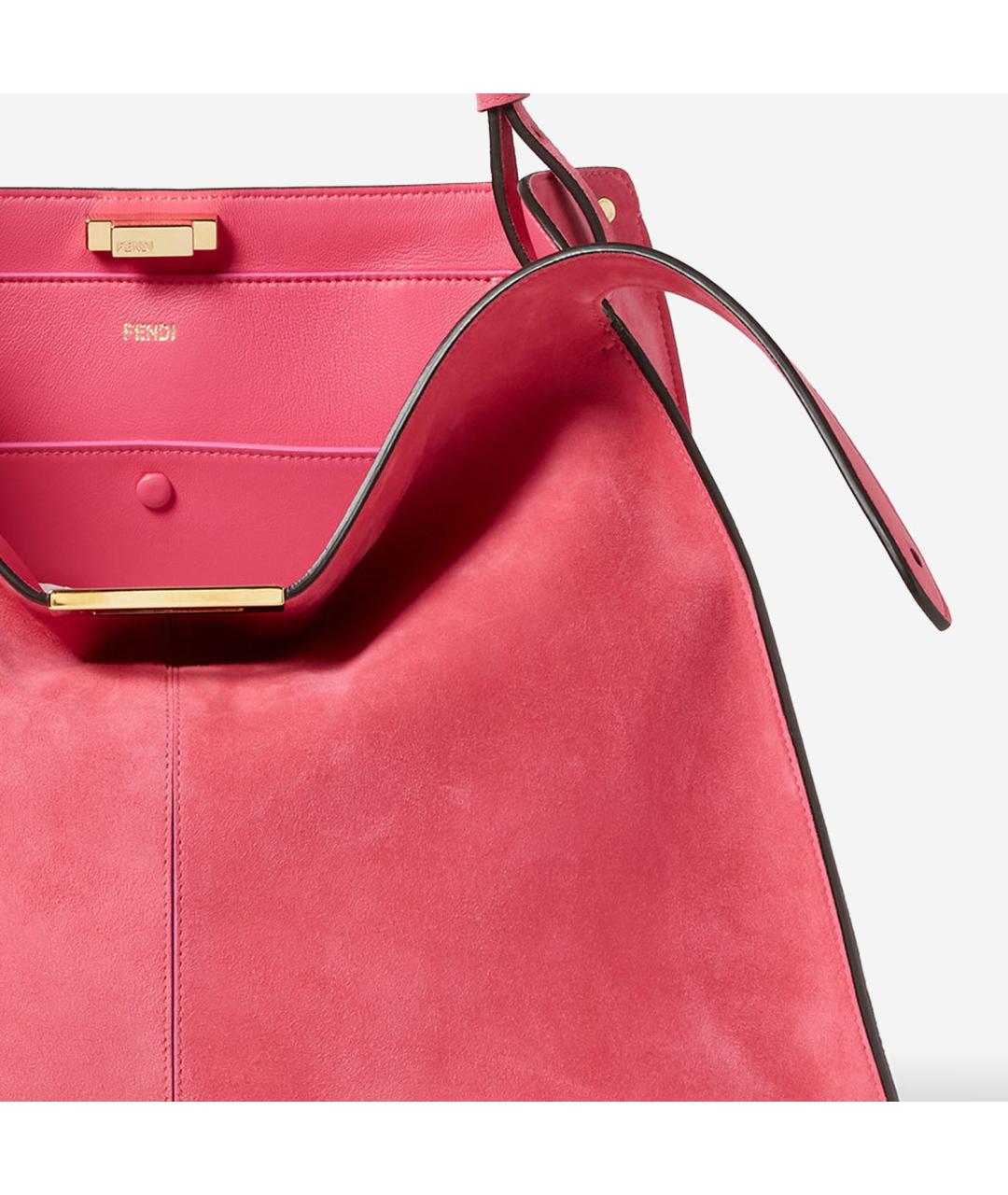 FENDI Розовая замшевая сумка тоут, фото 4